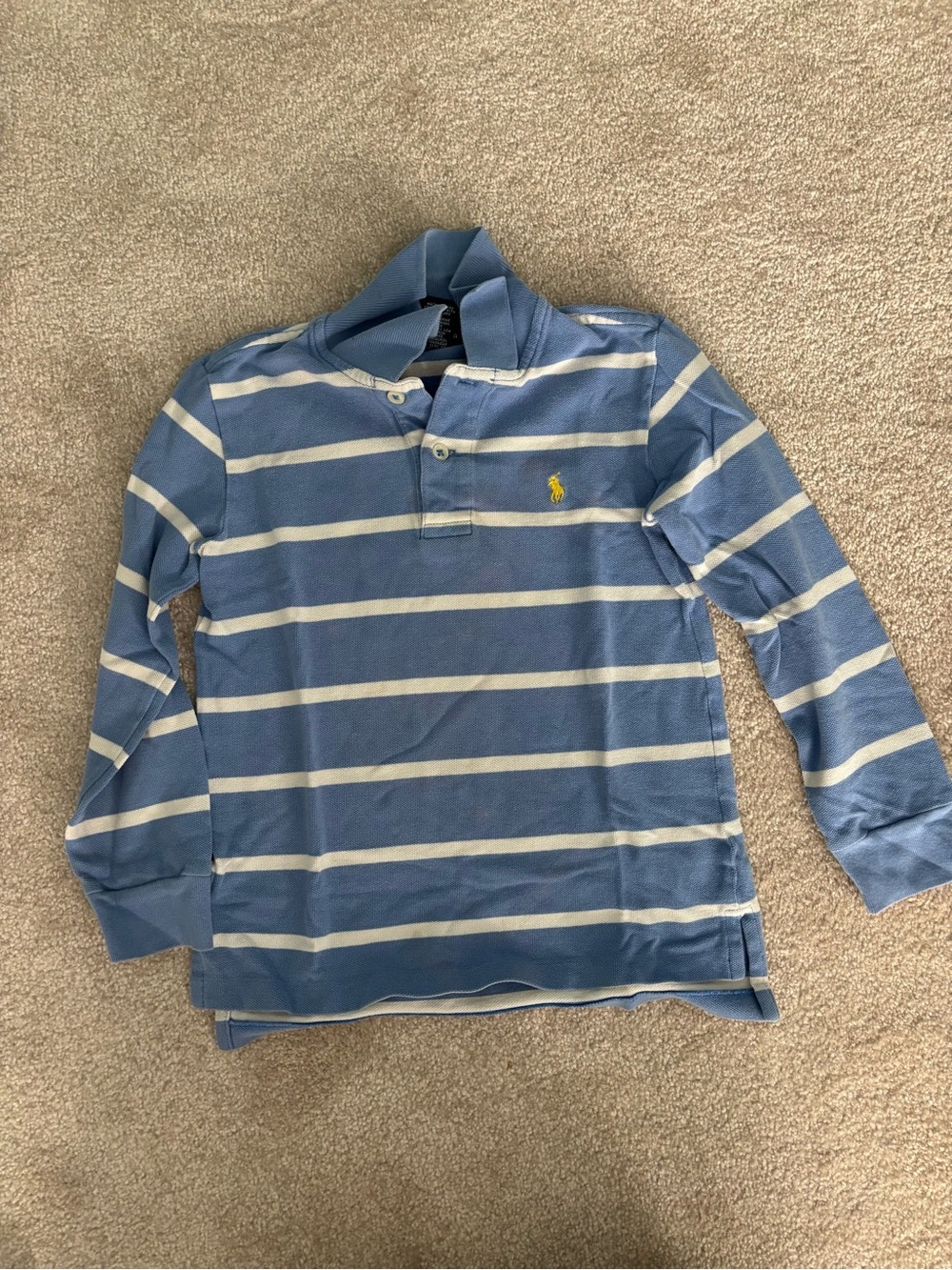 Polo by Ralph Lauren Blue and White Striped Long-Sleeve Polo